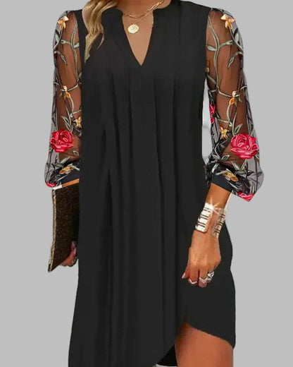 Renée | Elegante vestido largo de mujer con mangas bordadas